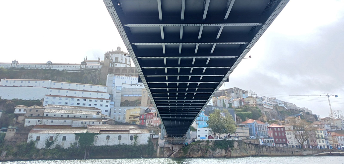 Plano de vista inferior do tabuleiro inferior da Ponte Luiz I