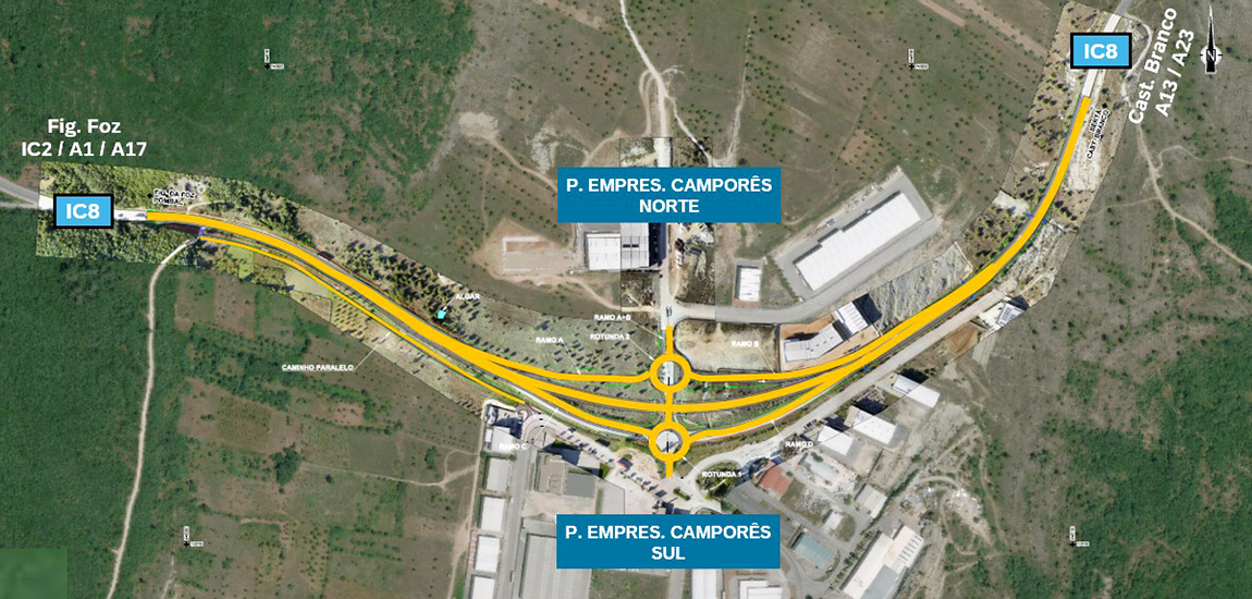 Imagem esboço - Empreitada de melhoria do acesso do IC8 ao Parque Empresarial do Camporês em Ansião, Leiria