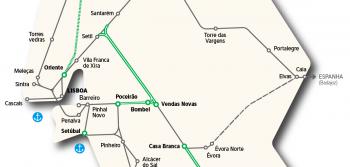 Mapa - Linha do Alentejo, Poceirão e Bombel