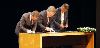 Fotografia da apresentação da futura Estação de Santo Ovídio